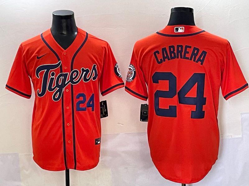 Men 2025 Detroit Tigers #24 Cabrera Orange Game Nike MLB Jersey style 3